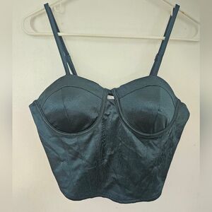 Madden NYC Satin Green Bustier Crop Top Going Out Top NWT Party Birthday Club